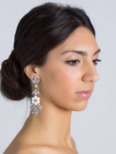 PENDIENTES DE NOVIA METAL, NÁCAR Y SWAROVSKI LA PARISIEN