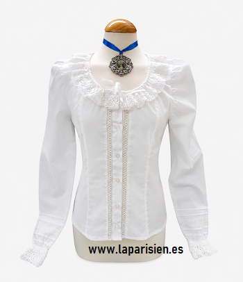 Blusa regional de algodón 100% con puntillas imitación bolillo - Imagen 4