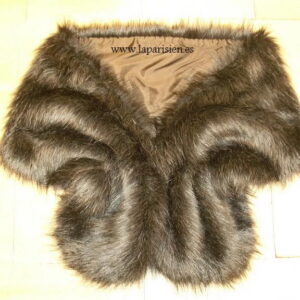 Estola estrecha de Color marrón, imitación zorro, 150x30cm, con cierre