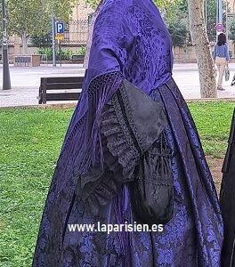 CONJUNTO DE FALDA TRADICIONAL Y MANTON ADAMASCADO