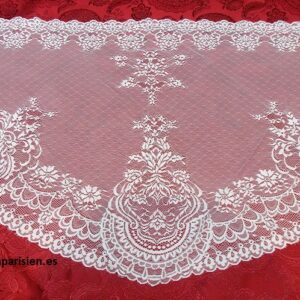 Mantilla media luna marfil 120x60 cm imitación chantilly para ceremonias e iglesia