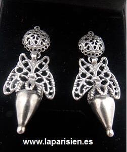 Pendientes Color plateado, bisutería, 6 cm, cierre omega.