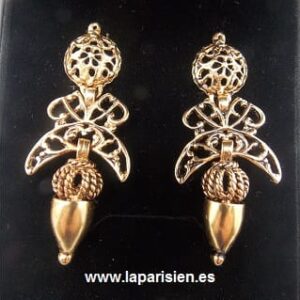 Pendientes Dorados, bisutería, 5 cm, cierre omega.
