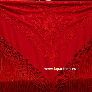 Mantón de Manila rojo bordado